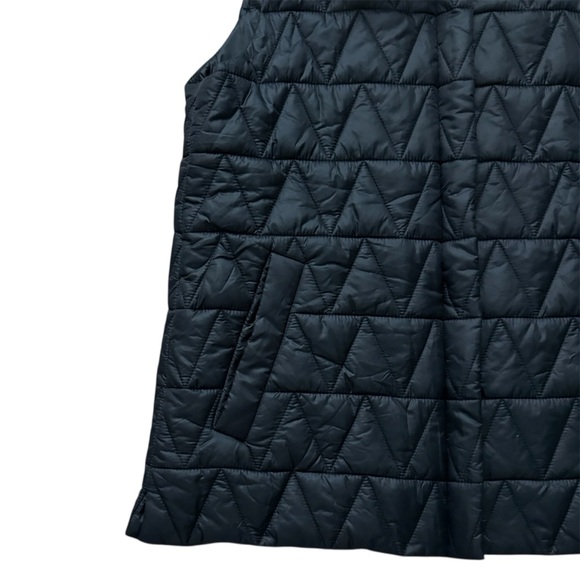 Eileen Fisher Quilted Black Snap Front Puffer Vest Chevron Black Medium - Picture 5 of 12